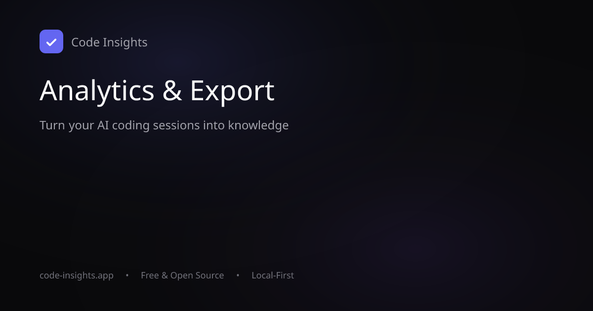 Analytics & Export — Code Insights